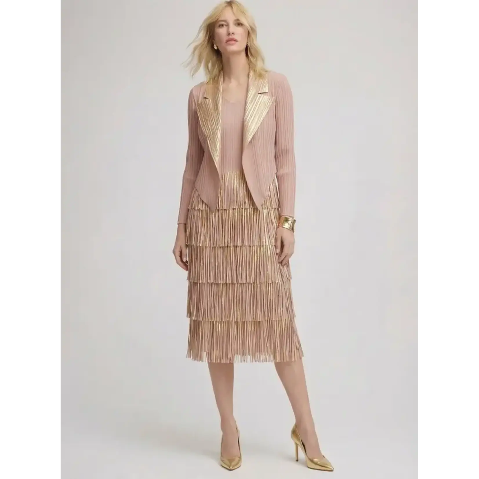 Ellyndale Pleating w/Fringe Dress in Pink One Size