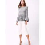 Ellyndale Pleated Long Slv Top A-line Peplum in Grey