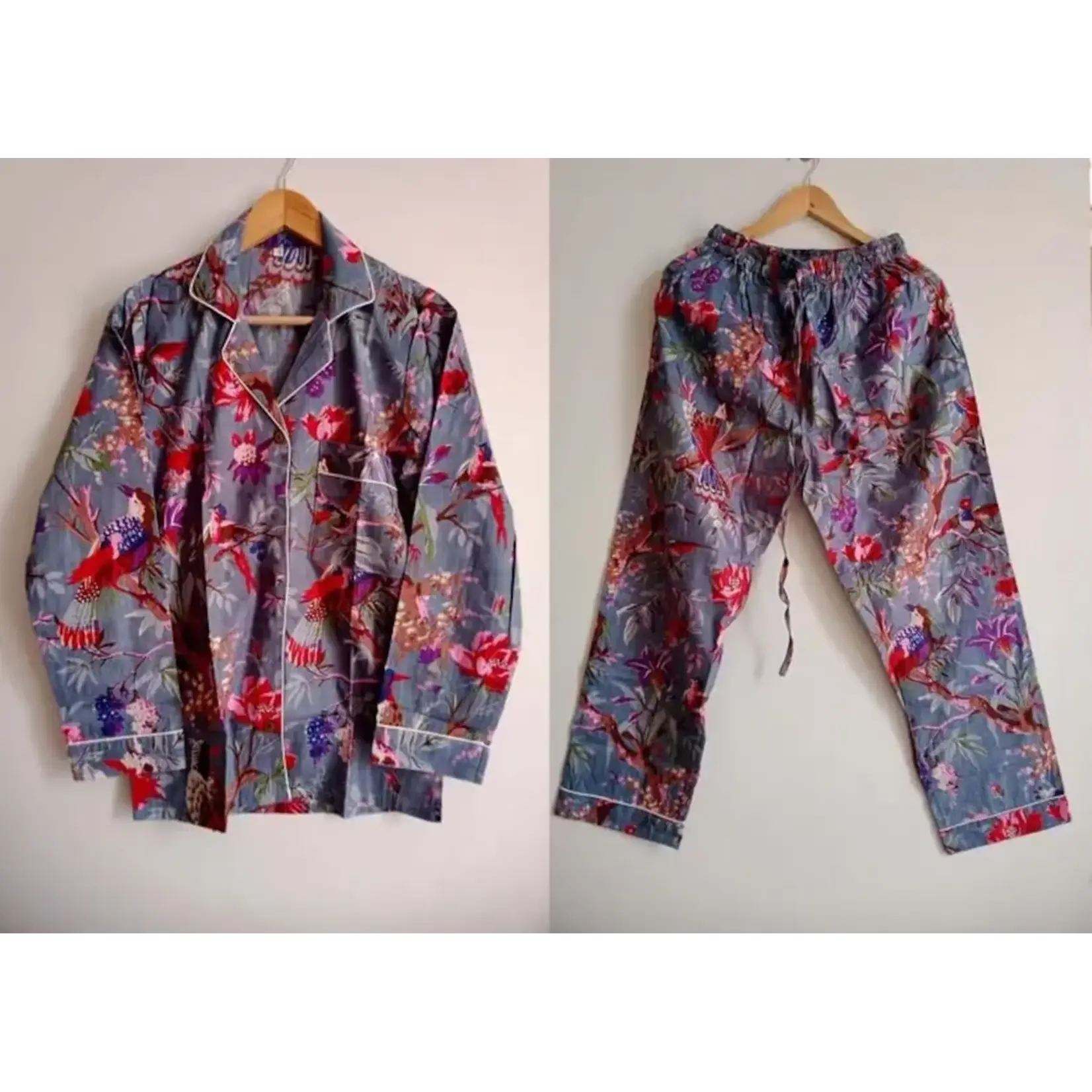 AMRANIS Long PJ Set in Purple Florals