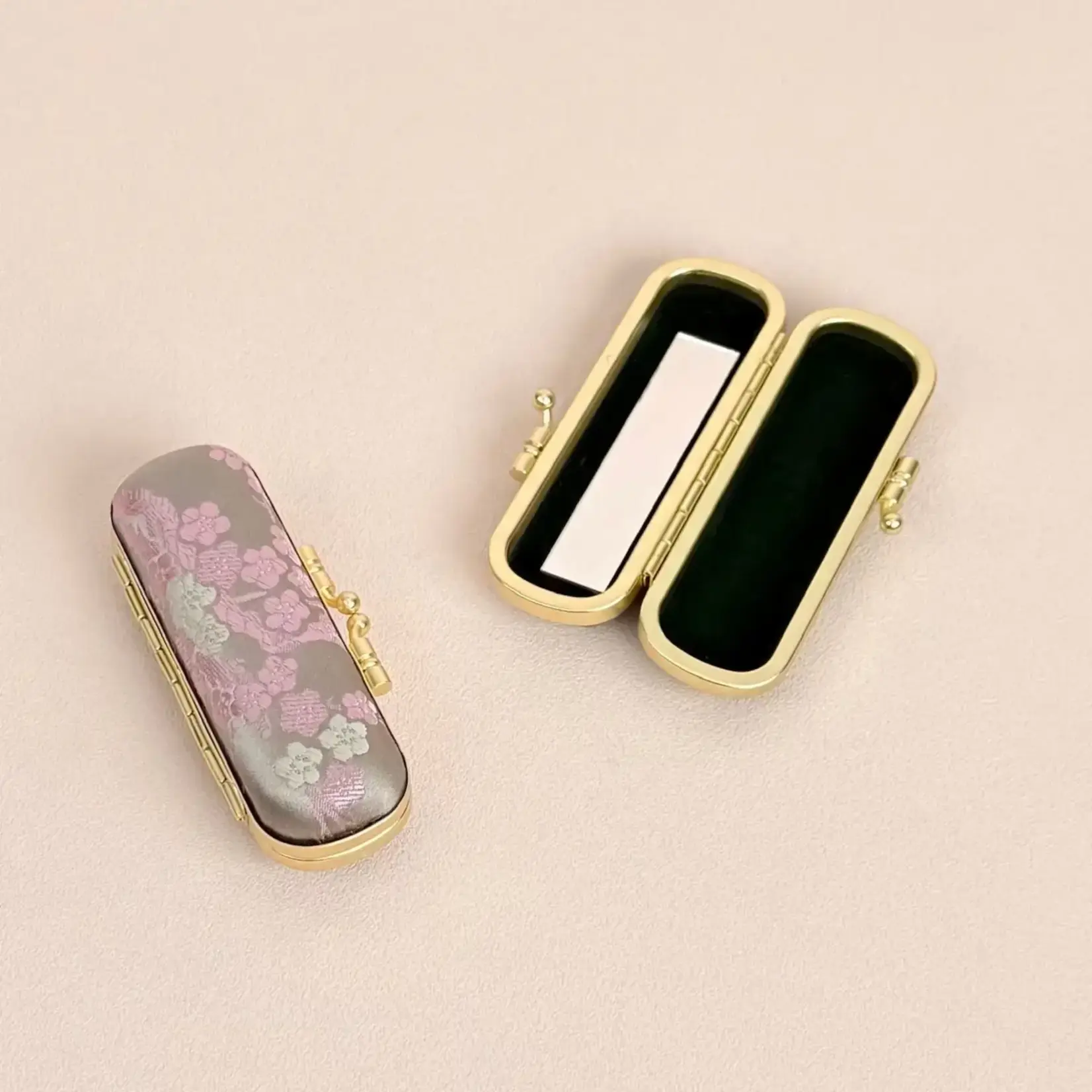 Cathayana Cherry Blossom Lipstick Case/Holder in Grey/Pink