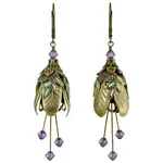NoMonet Hand Painted Dreamy Forest Earrings W Crystals Gold/Plum