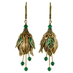 NoMonet Flower Fairy Calm Tulip Earrings in Green/Gold