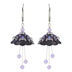 NoMonet Flower Fairy: Painted Wild Flower Bloom Earrings W Crystals Purple