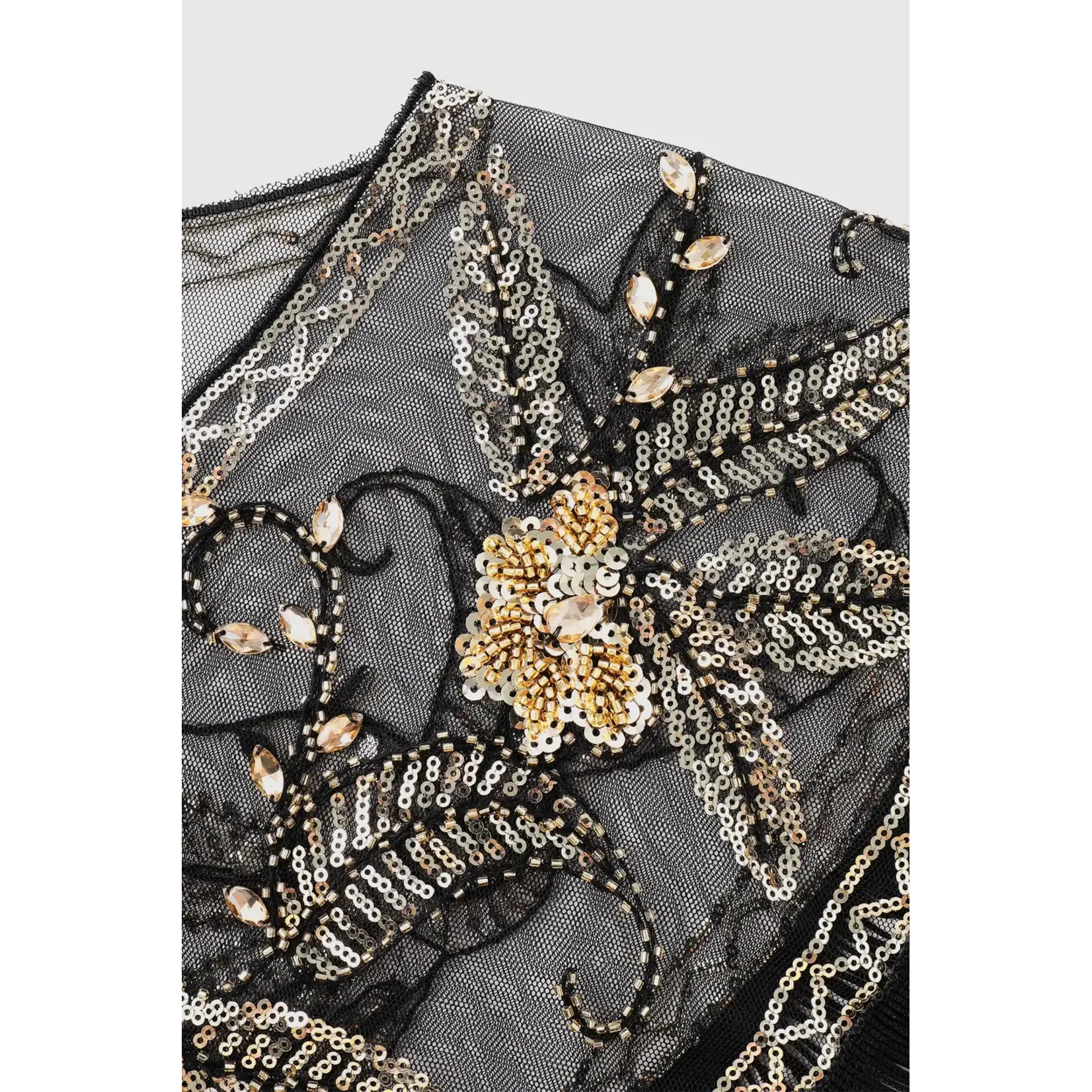 Babeyond 1920s Beaded Sequin Floral Shawl