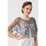 Babeyond 1920s Sequin Beaded Gatsby Shawl GryGrn