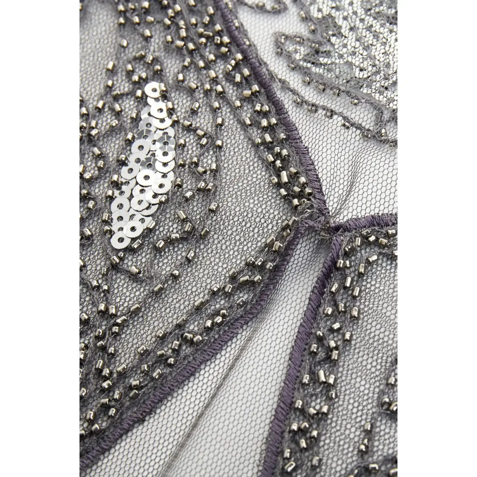 Babeyond 1920s Sequin Beaded Gatsby Shawl GryGrn