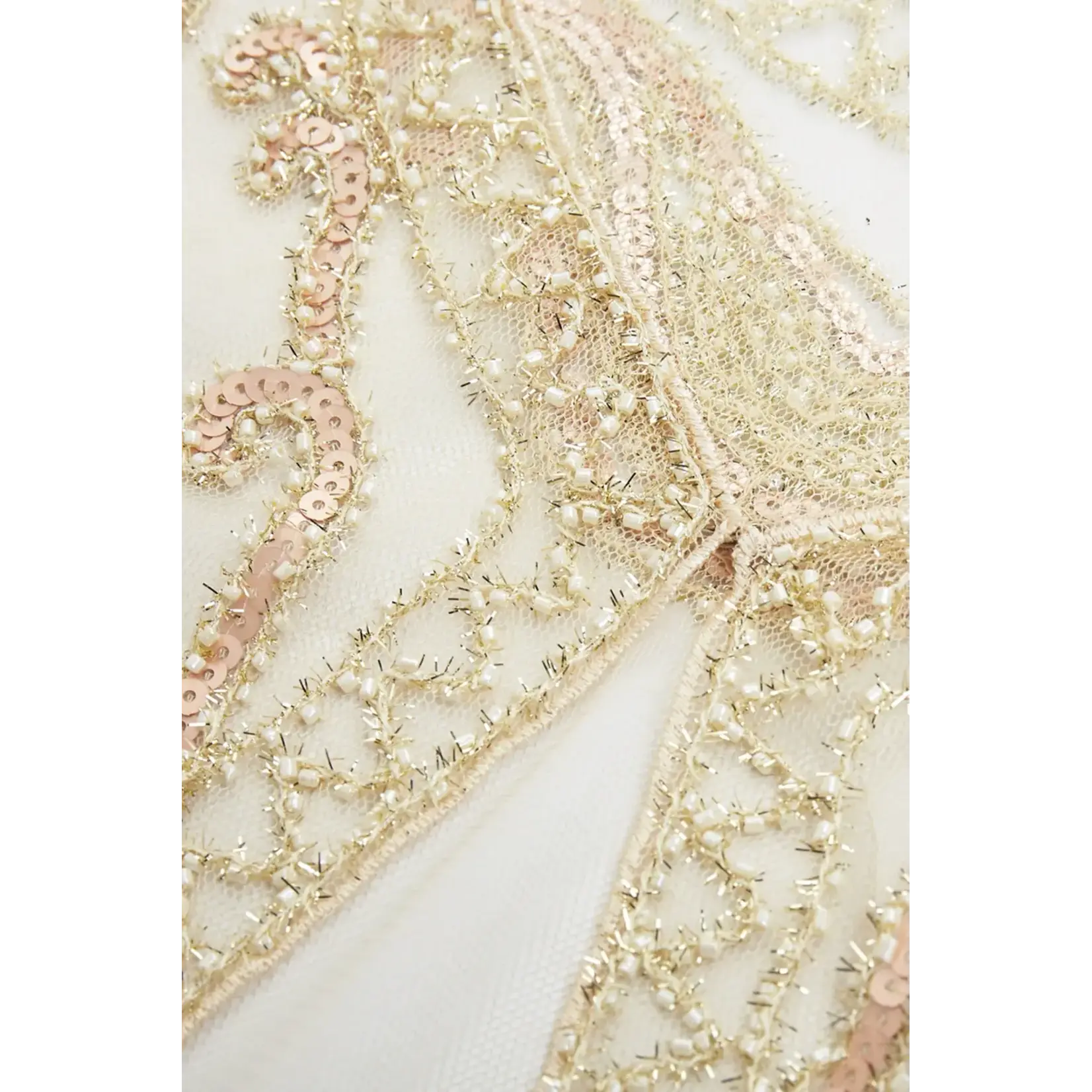 Babeyond 1920s Sequin Beaded Gatsby Shawl Sand