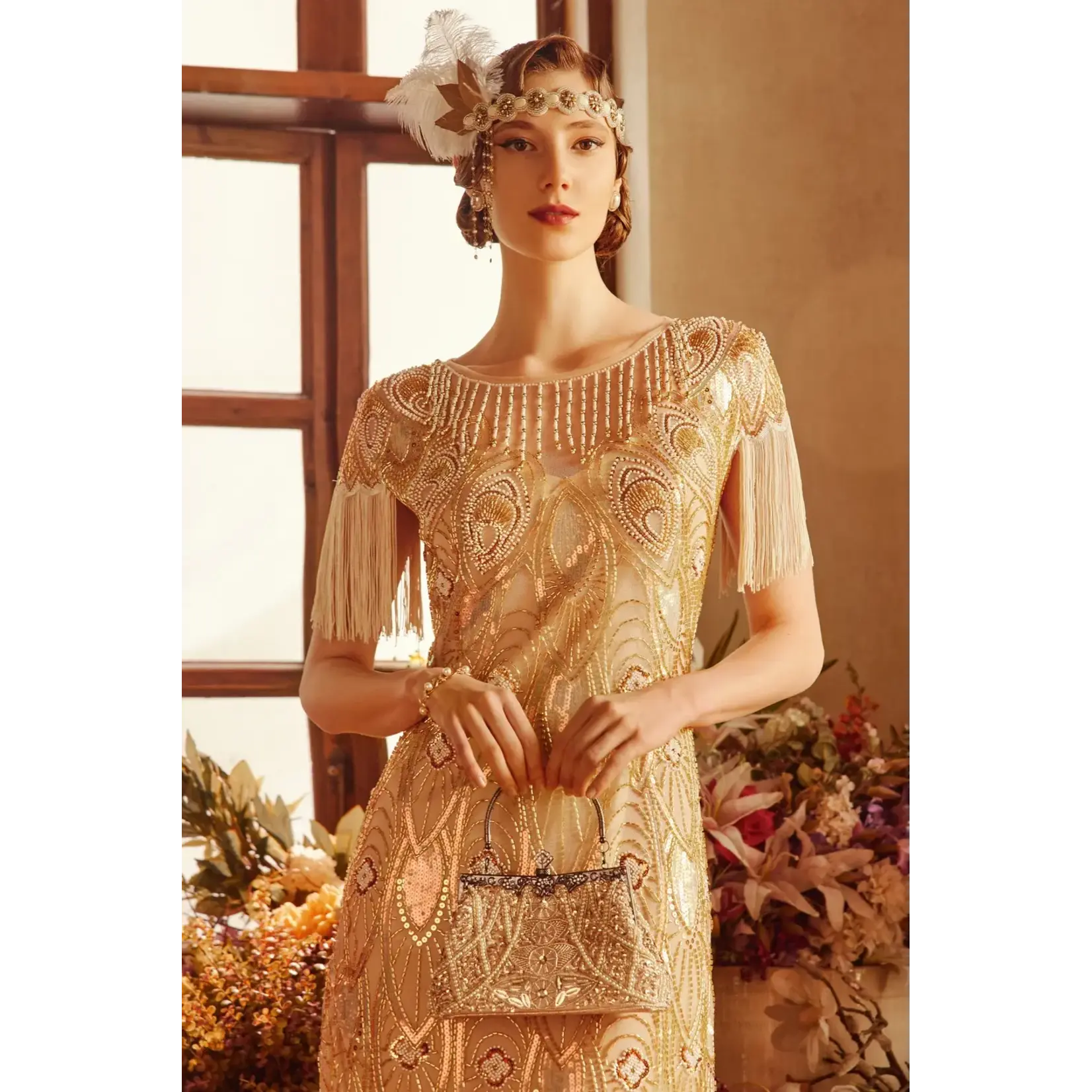 Babeyond 1920s Vintage Flapper Beaded Clutch Tpe
