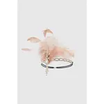 Babeyond Beaded Rhinestone Tassel Feather Headpiece Pink