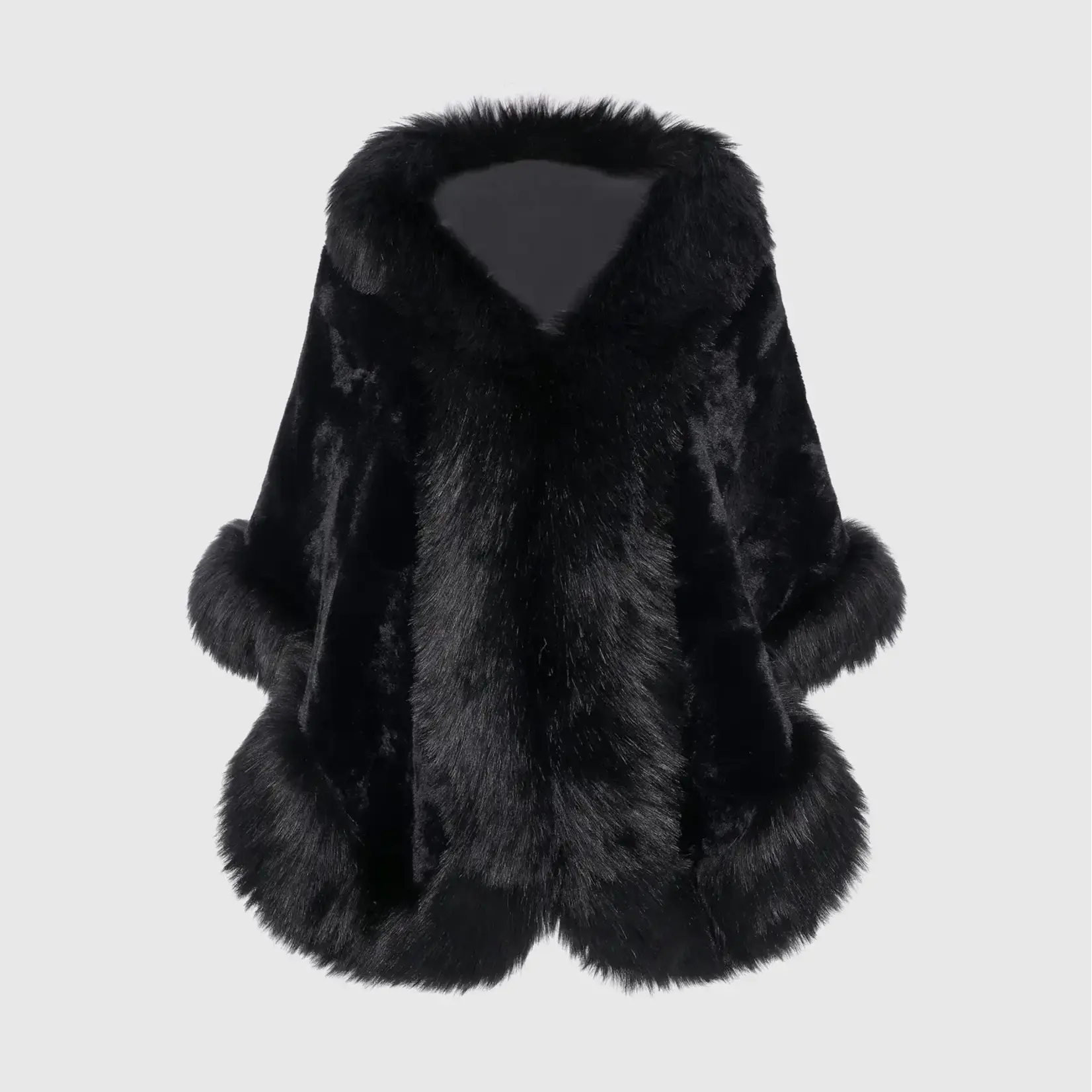 Babeyond Faux Fur Wrap Evening Cape Blk