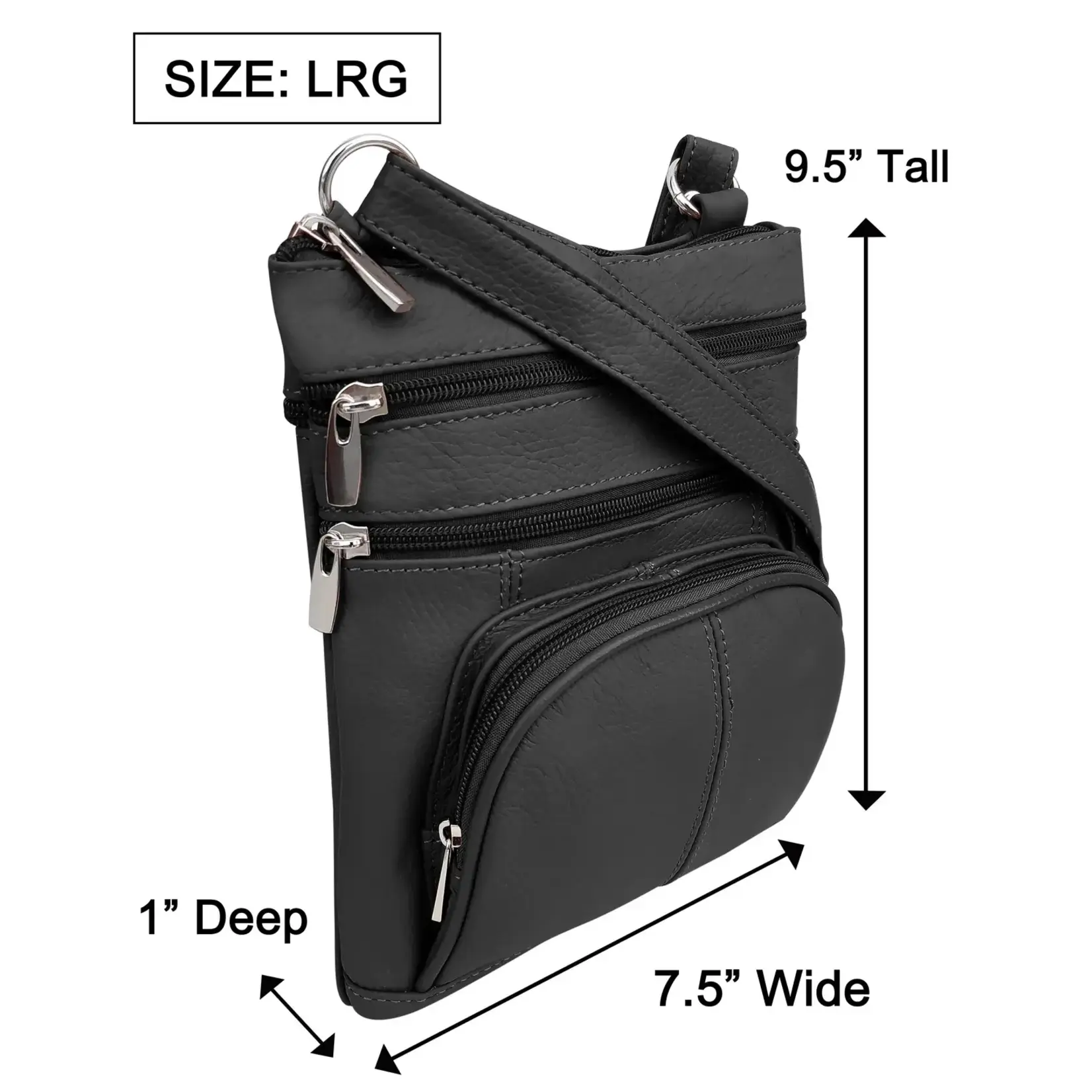 Roma Leathers Cowhide Crossbody Rfid  Front Bottom Pkt