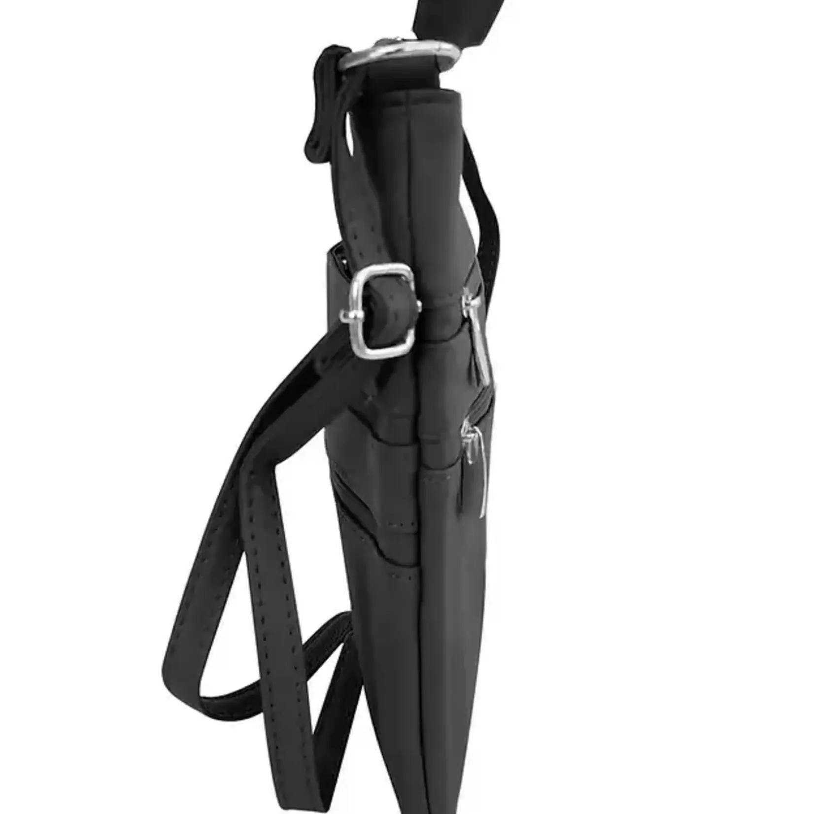 Roma Leathers Lrg Leather Crsbody w/Zip Blk 9.5" x 10.25 x 2"