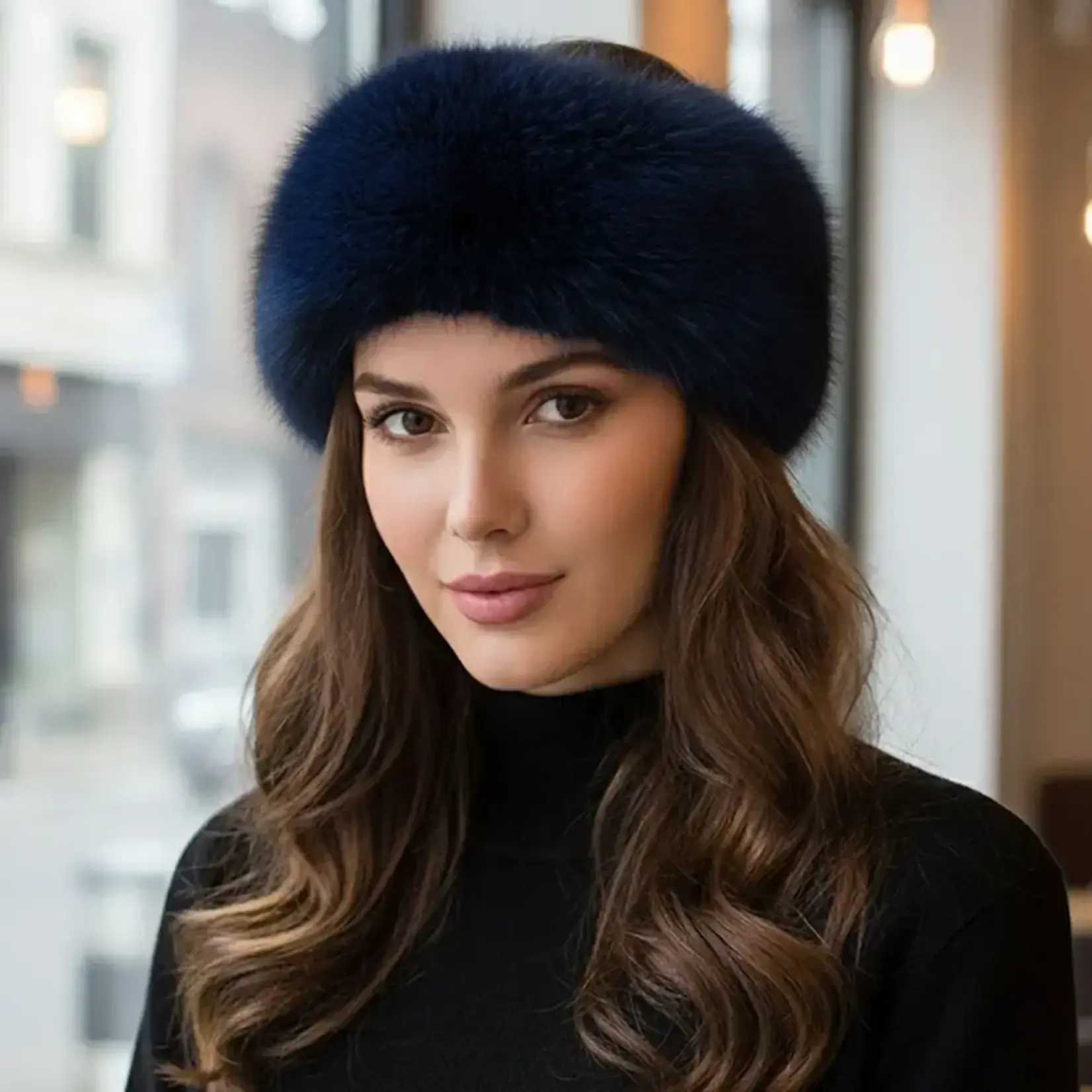 Sensibling Elegant Faux Fur Headband Earmuff Navy