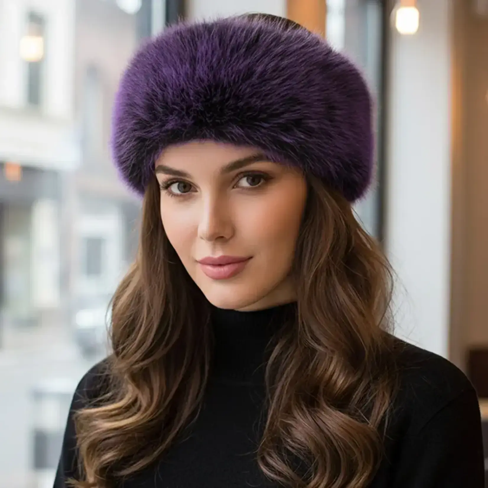 Sensibling Elegant Faux Fur Headband Earmuff Purple