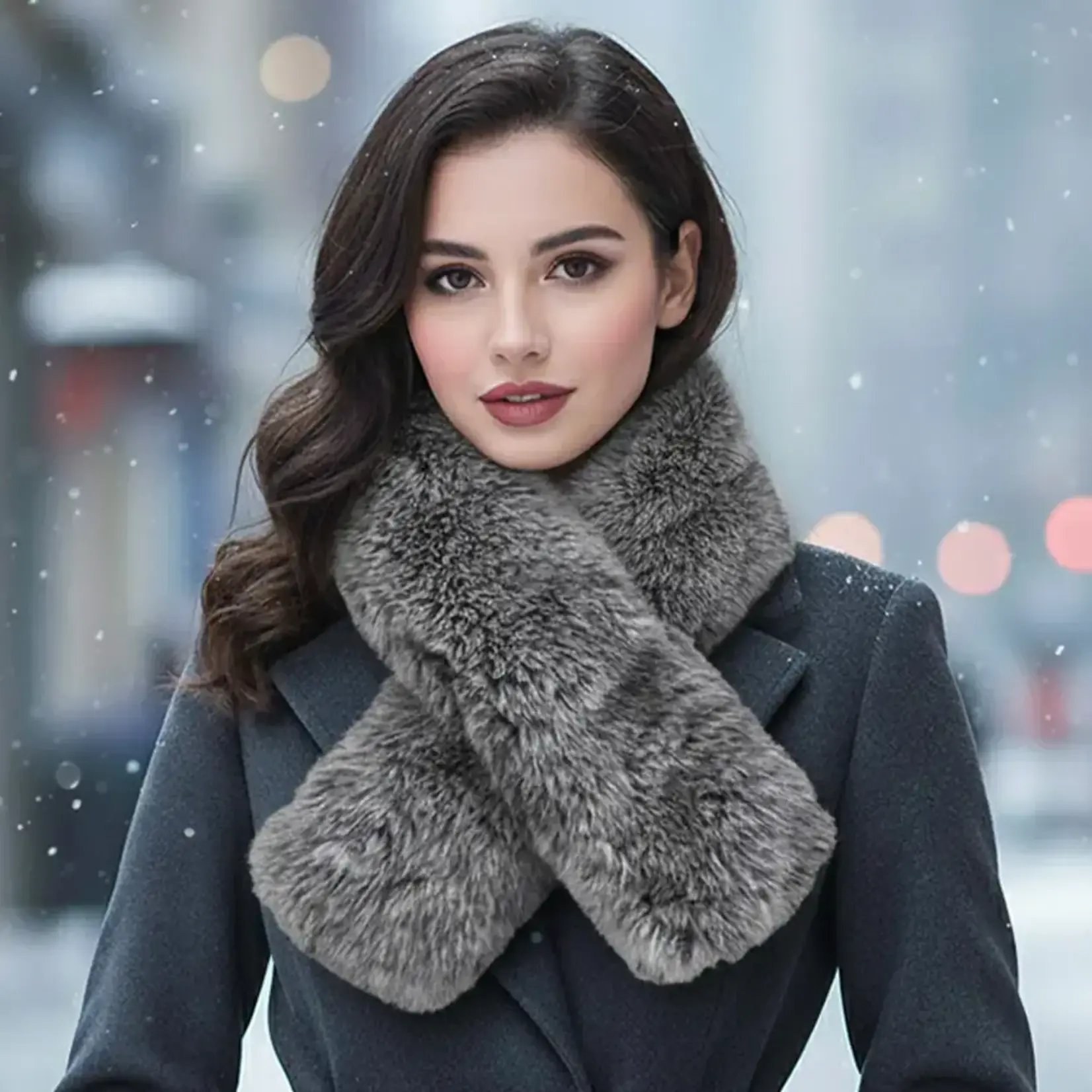Sensibling Plush Faux Fur Winter Scarf Blk
