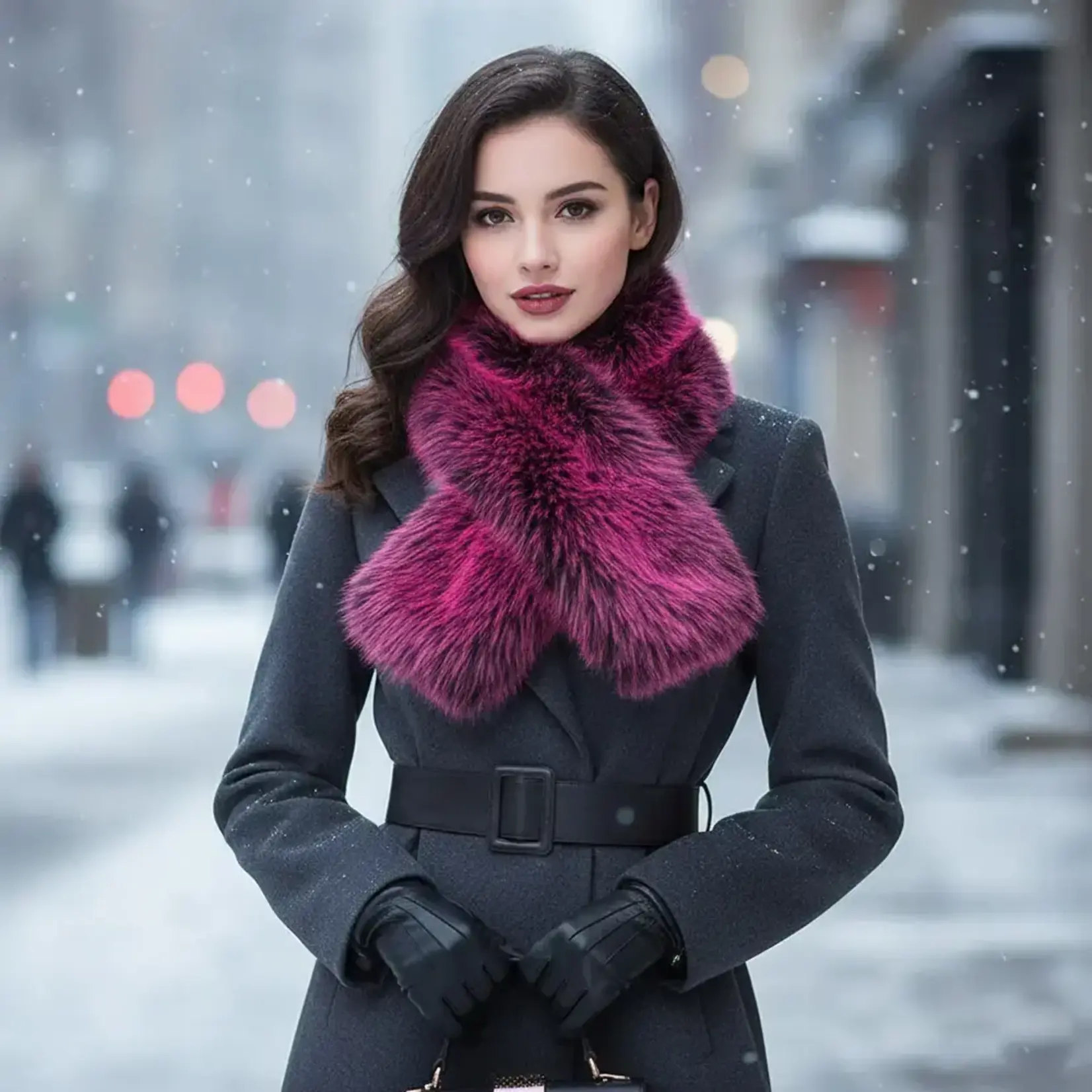Sensibling Plush  Faux Fur Winter Scarf DkPink