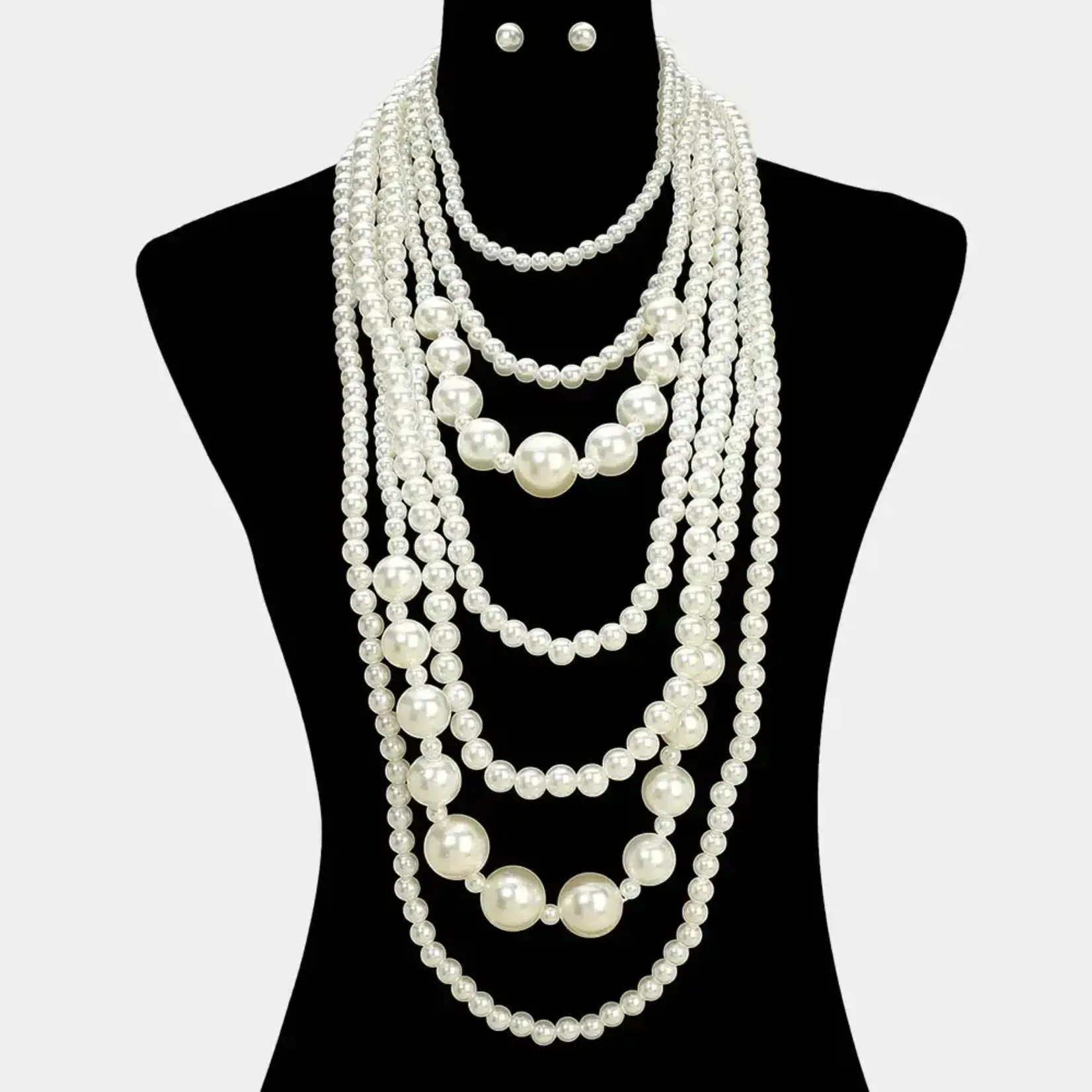 Sensibling Graduated Pearl Beaded Multi Necklace