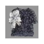 Luxe & Leather by Madonna & Co Floral Textured Pleated Top