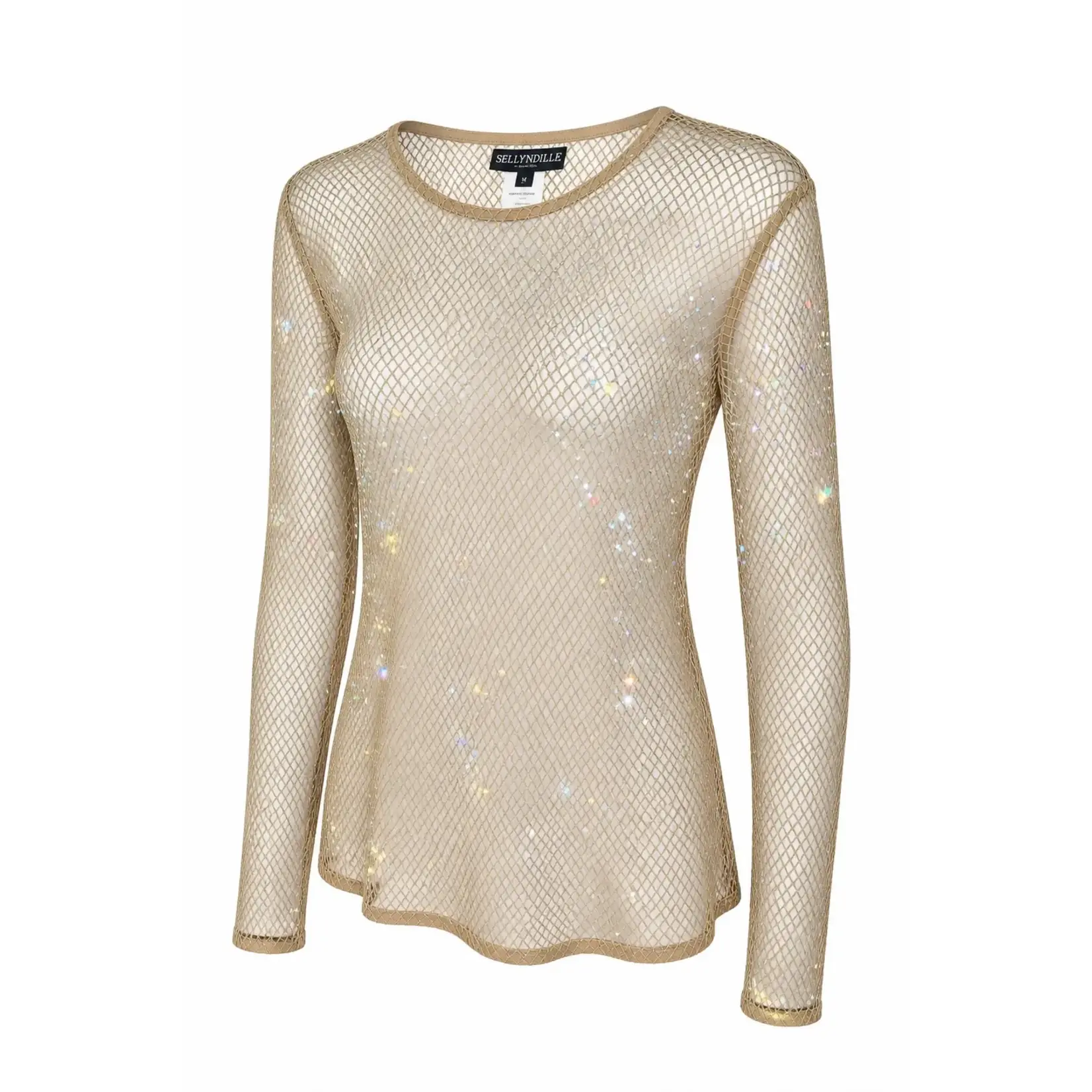 Ellyndale Diamond Mesh Long Sleeve Top with Matching Camisole (Mocha)