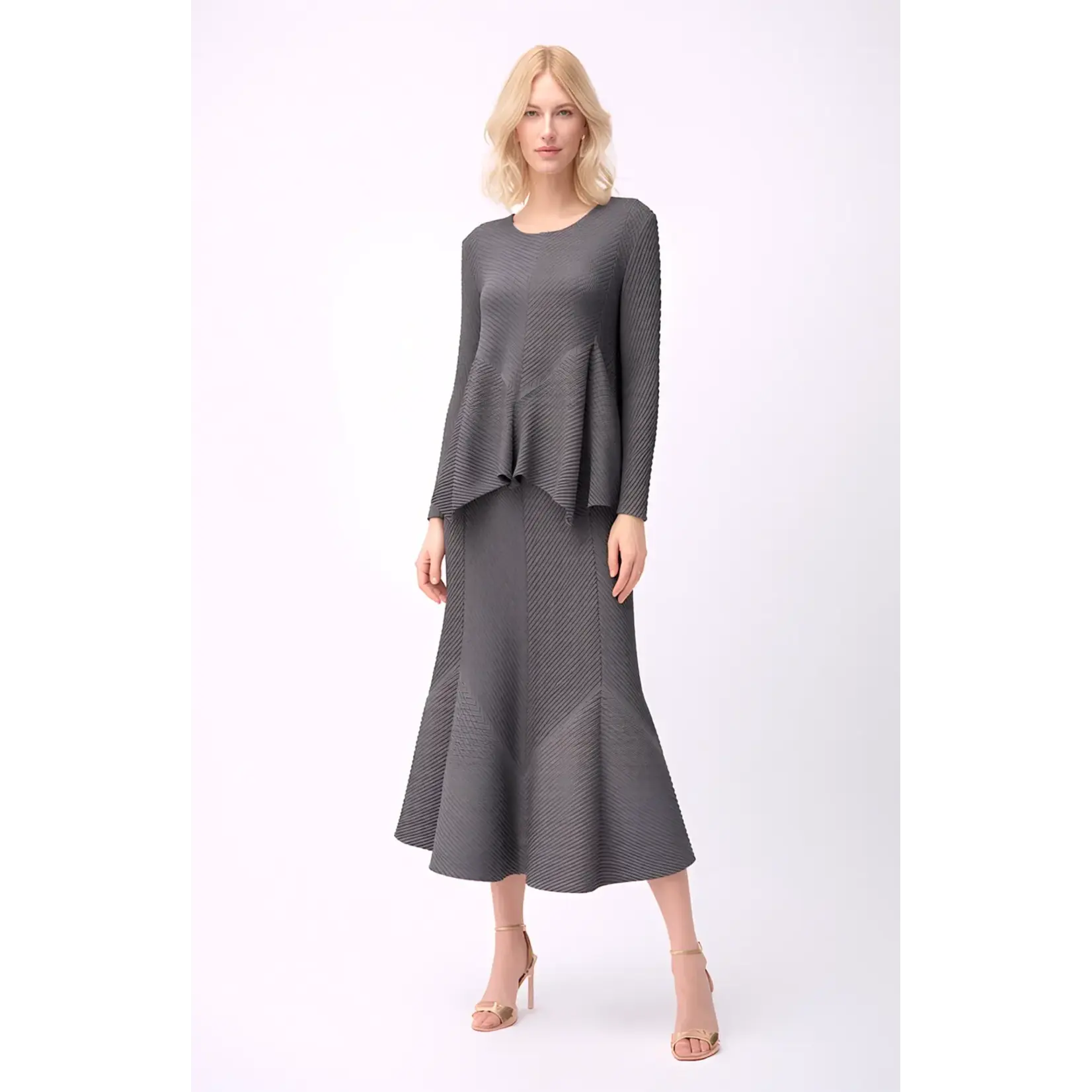 Ellyndale Pleated Flare Blouse in Grey - One Size