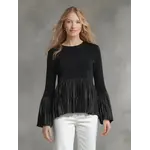 Ellyndale Pleated Long Slv Top A-line Peplum in Black
