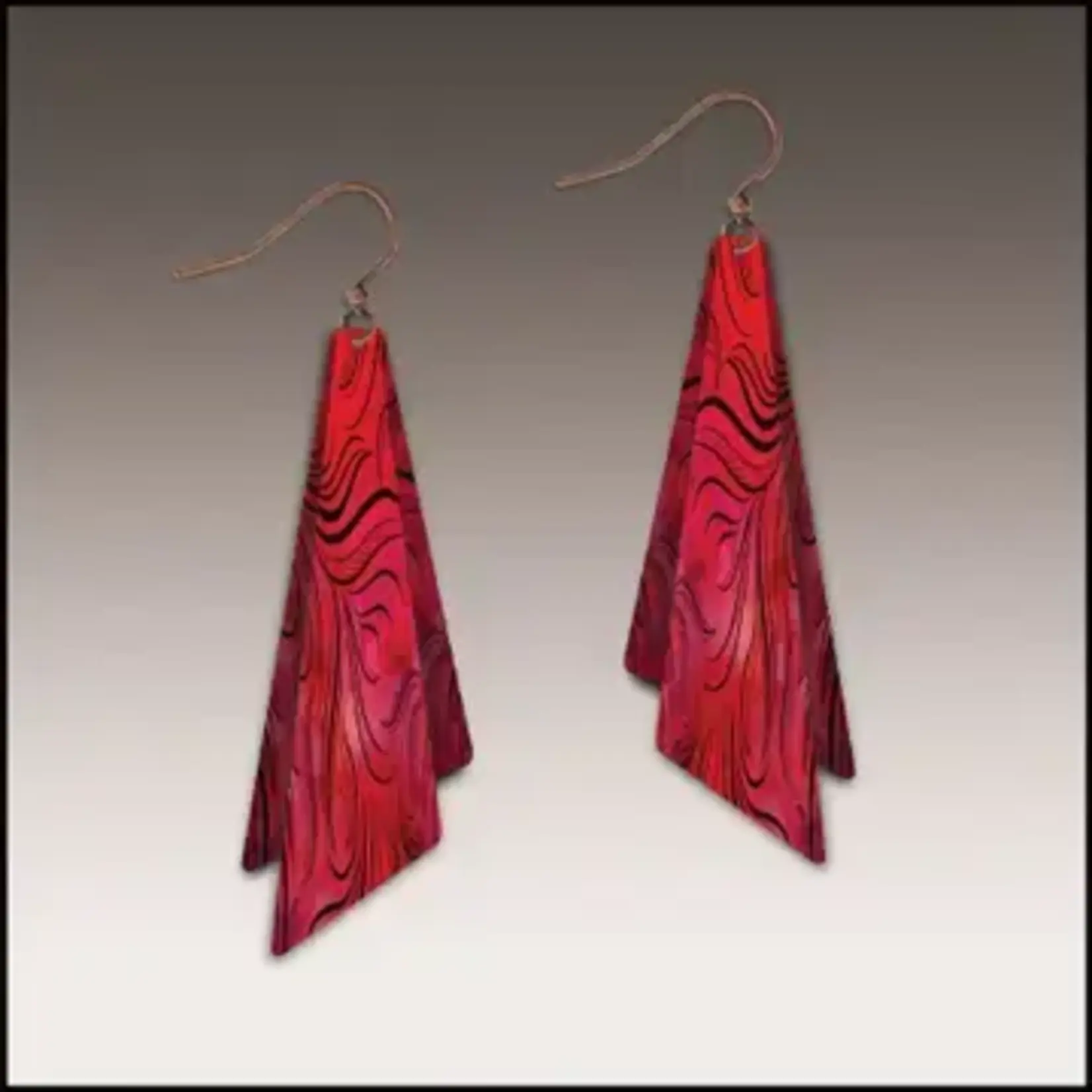 Illustrated Light Modern Red Wavy Floral Wing Multilayer Earrings