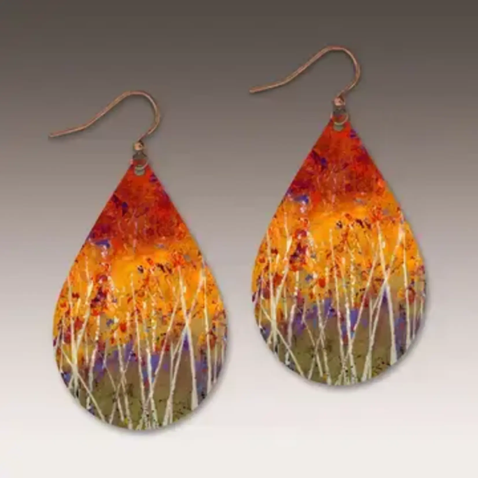 Illustrated Light Autumn Fury Petal Drop Handmade Earrings
