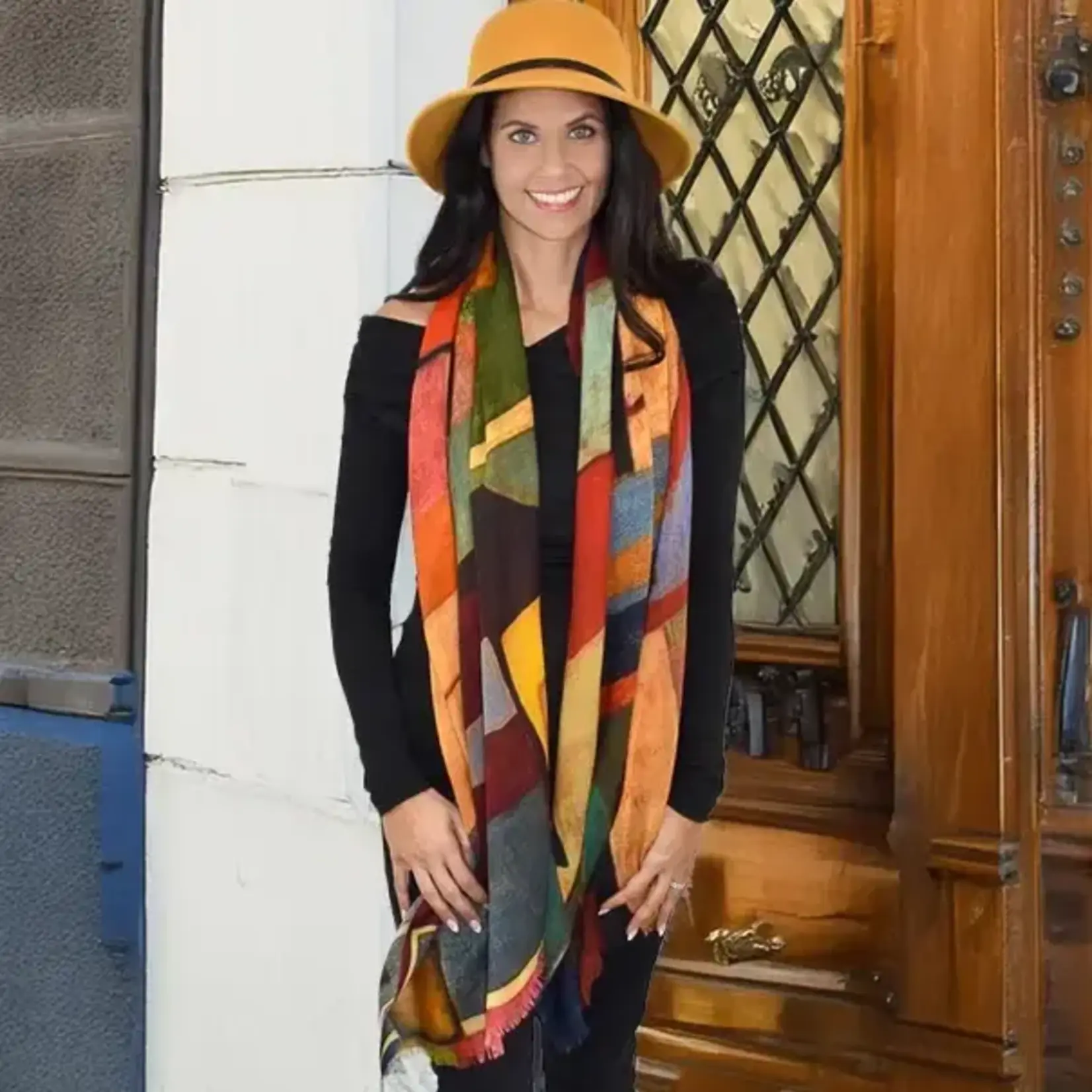 Umberto Artful Geo Twill Wool Scarf