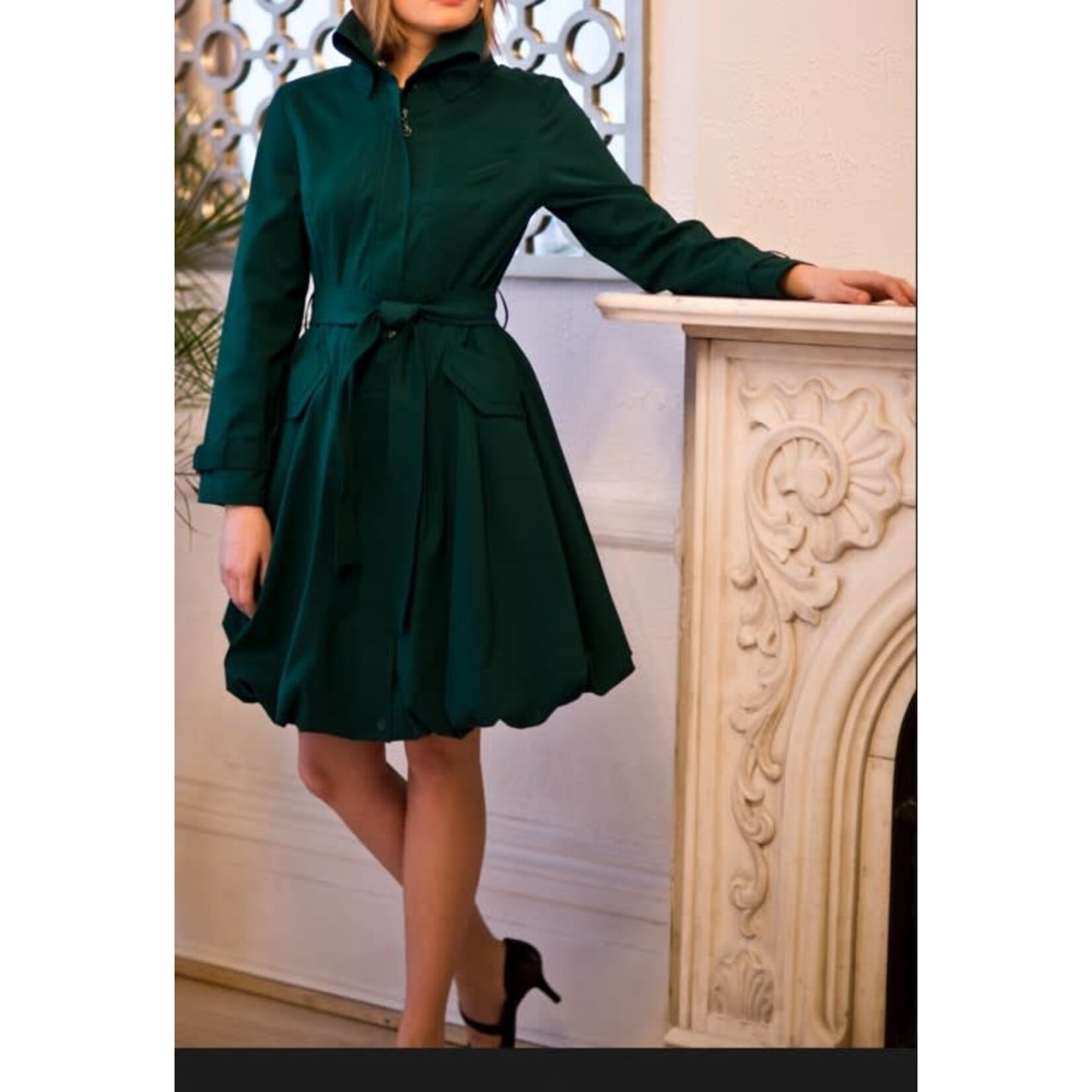 Samuel Dong Classic Bubble Coat in Emerald Green