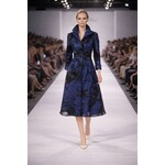Samuel Dong Jacquard Twist Front Tie Coat/Dress in Flower Black Midnight