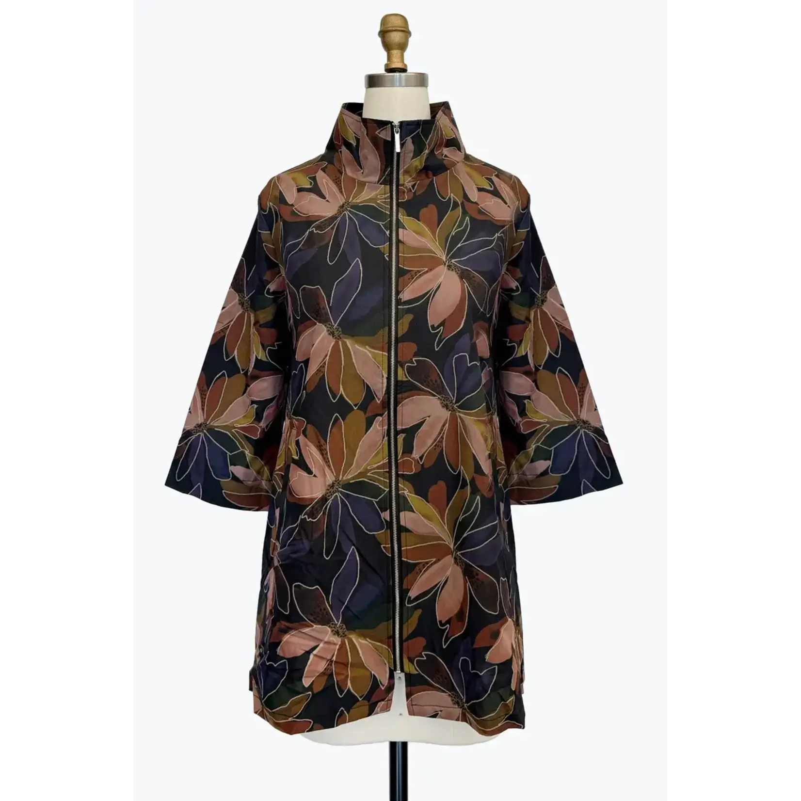 Damee Flower Painting Long Windbreaker Jkt, Multi