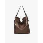 Jen & Co Alexa Vegan Hobo Bag in a Bag w/2SideZipprSnapCls Cocoa Pearl