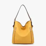 Jen & Co Alexa Vegan Hobo Bag in a Bag w/2SideZipprSnapCls Mustard