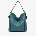 Jen & Co Alexa Vegan Hobo Bag in a Bag w/2SideZipprSnapCls Peacock