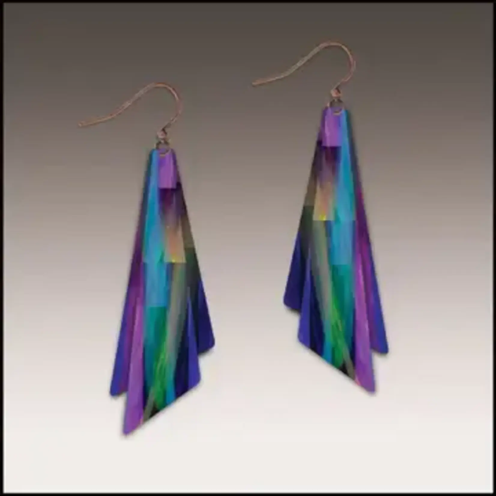 Illustrated Light Purple Rainbow Abstract Wing Multilayer Earrings