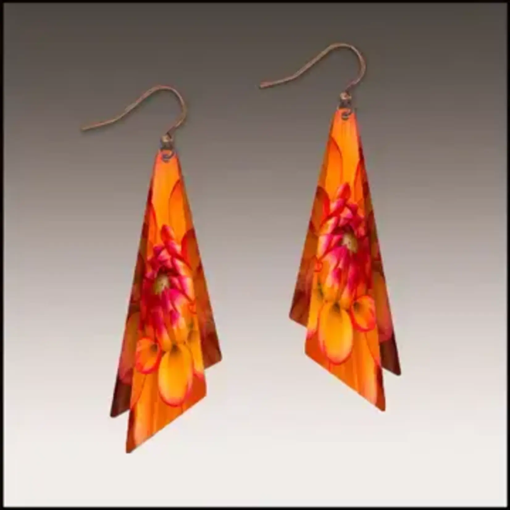 Illustrated Light Orange Dahlia Wing Multilayer Handmade Earrings