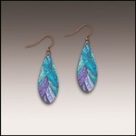 Illustrated Light Peacock Mosaic Dew Drop Handmade Earrings
