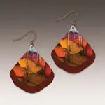 Illustrated Light Trees and Hills Gingko Multilayer Earrings