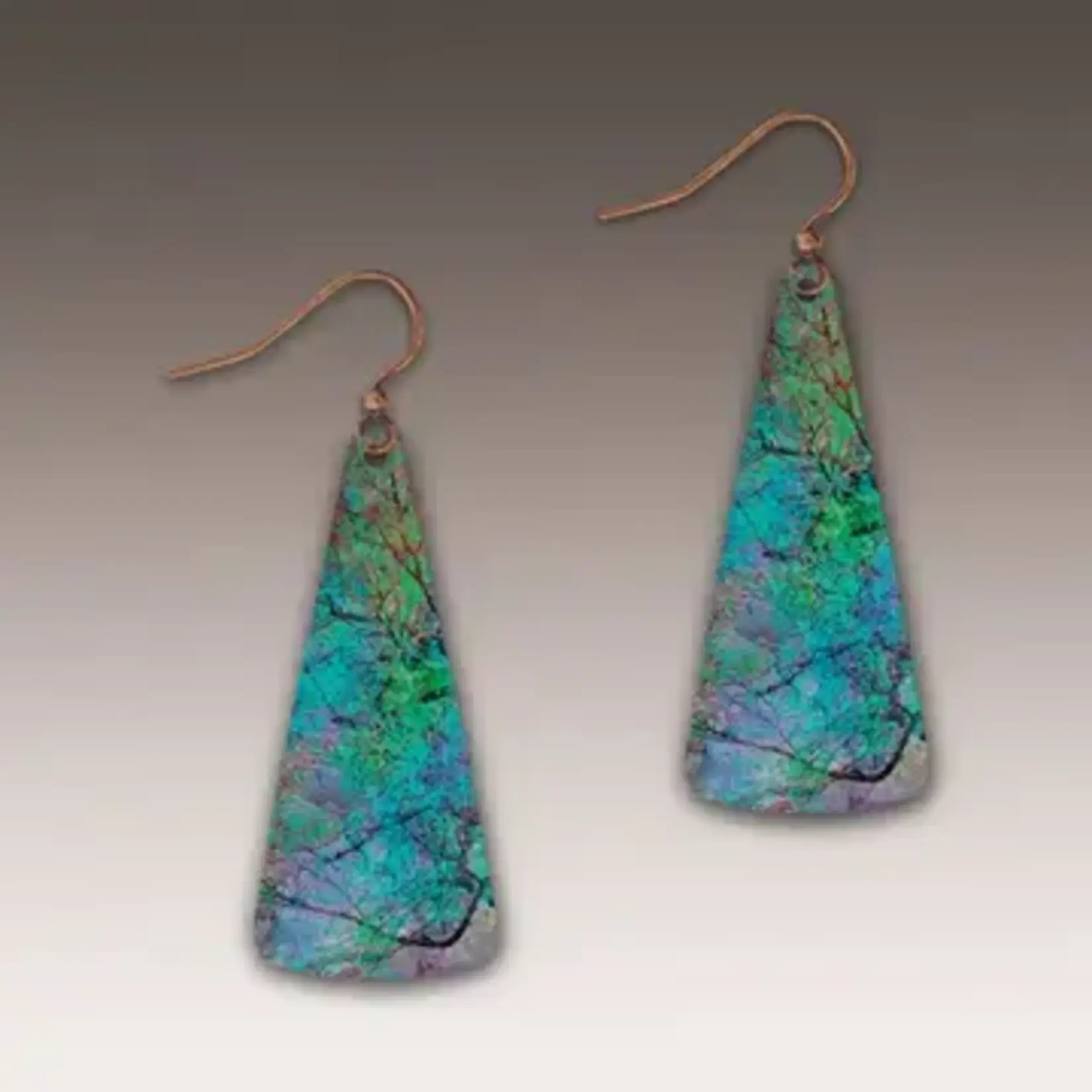 Illustrated Light Lagoon Branches Triangle Drop Handmade Earrings