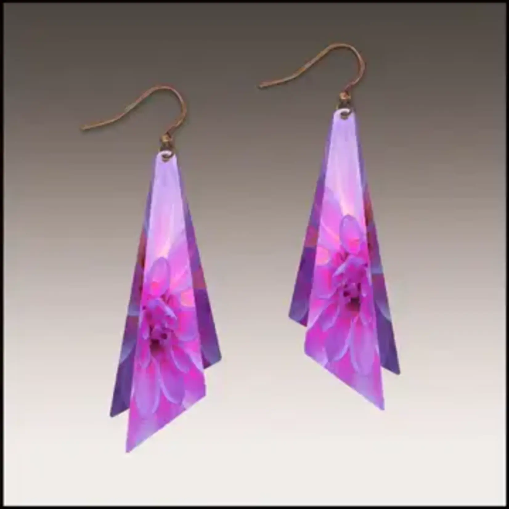 Illustrated Light Blush Dahlia Wing Multilayer Handmade Earrings