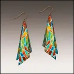 Illustrated Light Seaglass Mosaic Wing Multilayer Handmade Earrings