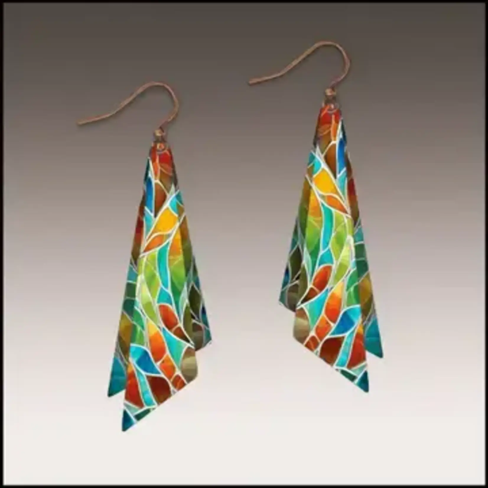 Illustrated Light Seaglass Mosaic Wing Multilayer Handmade Earrings