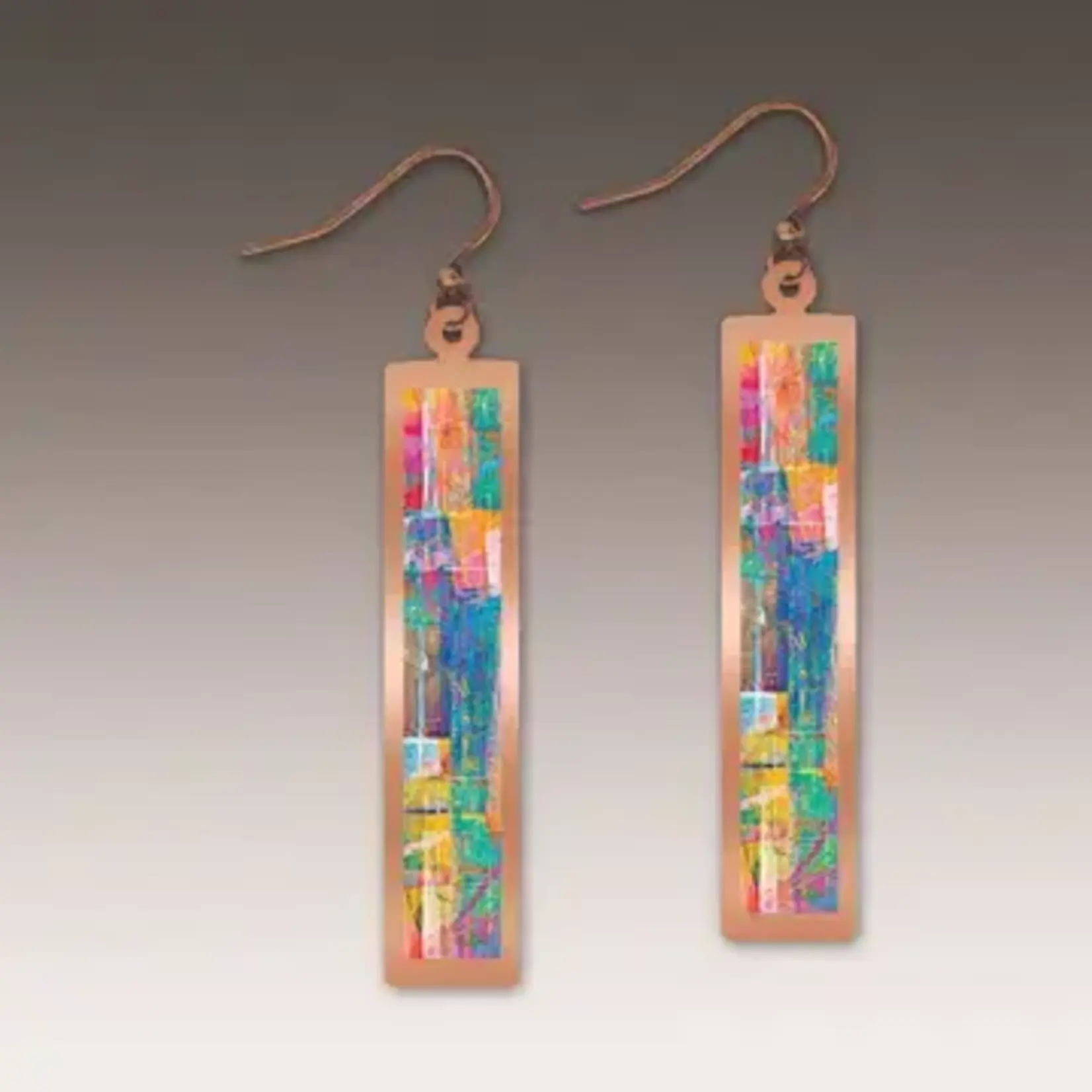 Illustrated Light Mosaic Abstract Copper Showcase Handmade Earrings