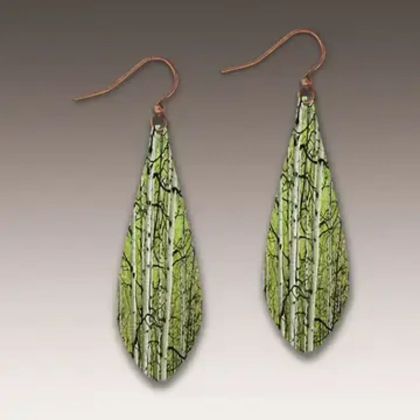 Illustrated Light Aspen Grove Nature Photography Long Drop Handmade Earrings