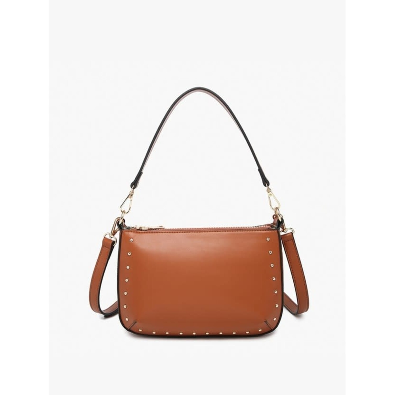 Jen & Co Carmen Studded Crossbody w/ Shoulder Strap in Brown