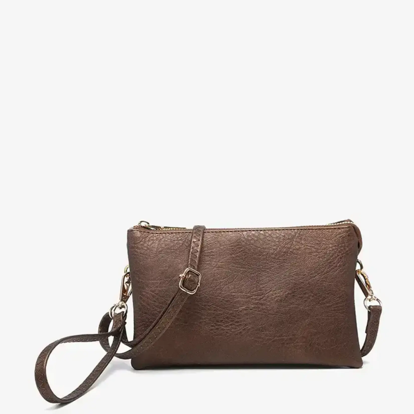 Jen & Co Riley Vegan Leather Double-Sided Wristlet/Crossbody - Cocoa Pearl (CC PRL)
