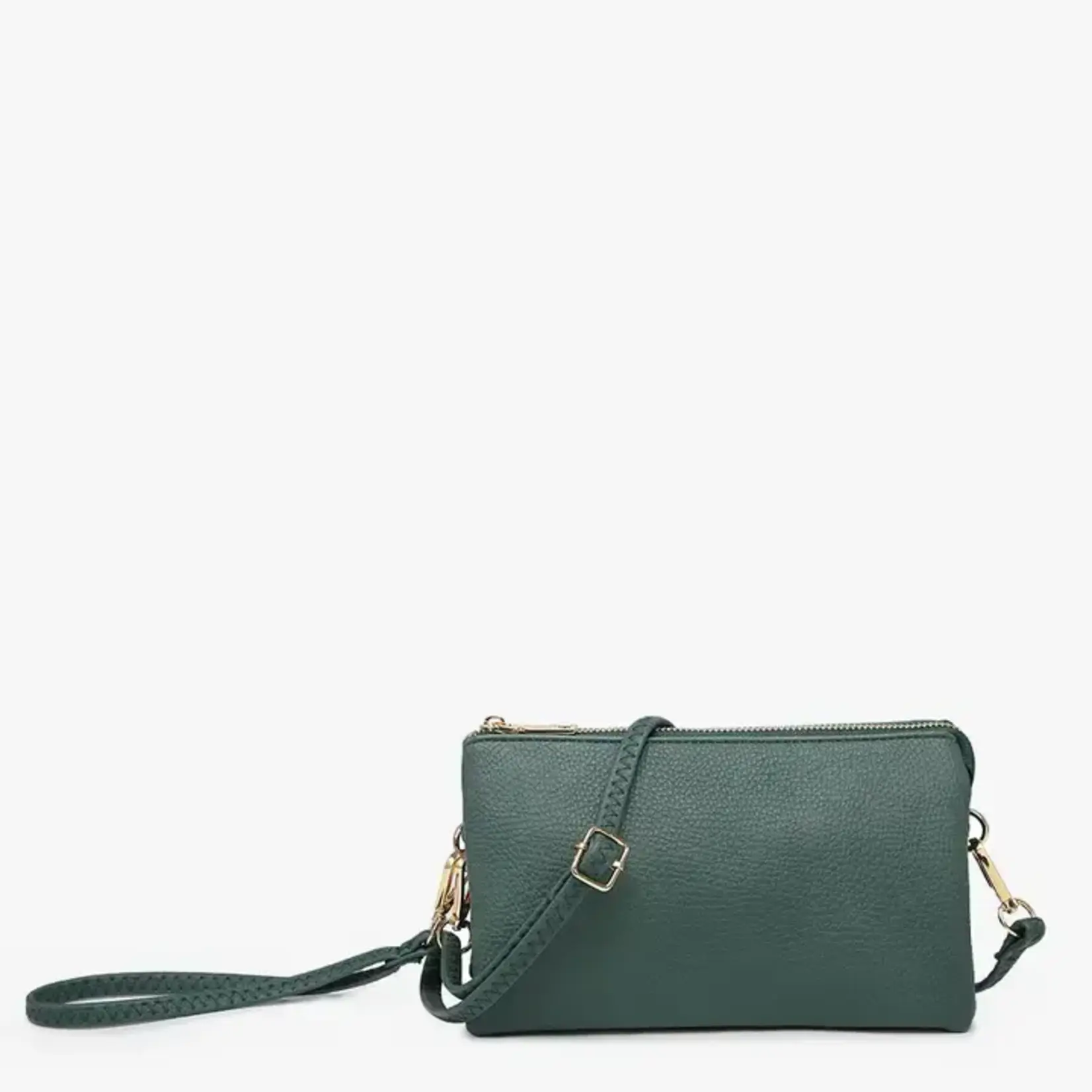 Jen & Co Riley Vegan Leather Double-Sided Wristlet/Crossbody - Forest Green (FS GN)