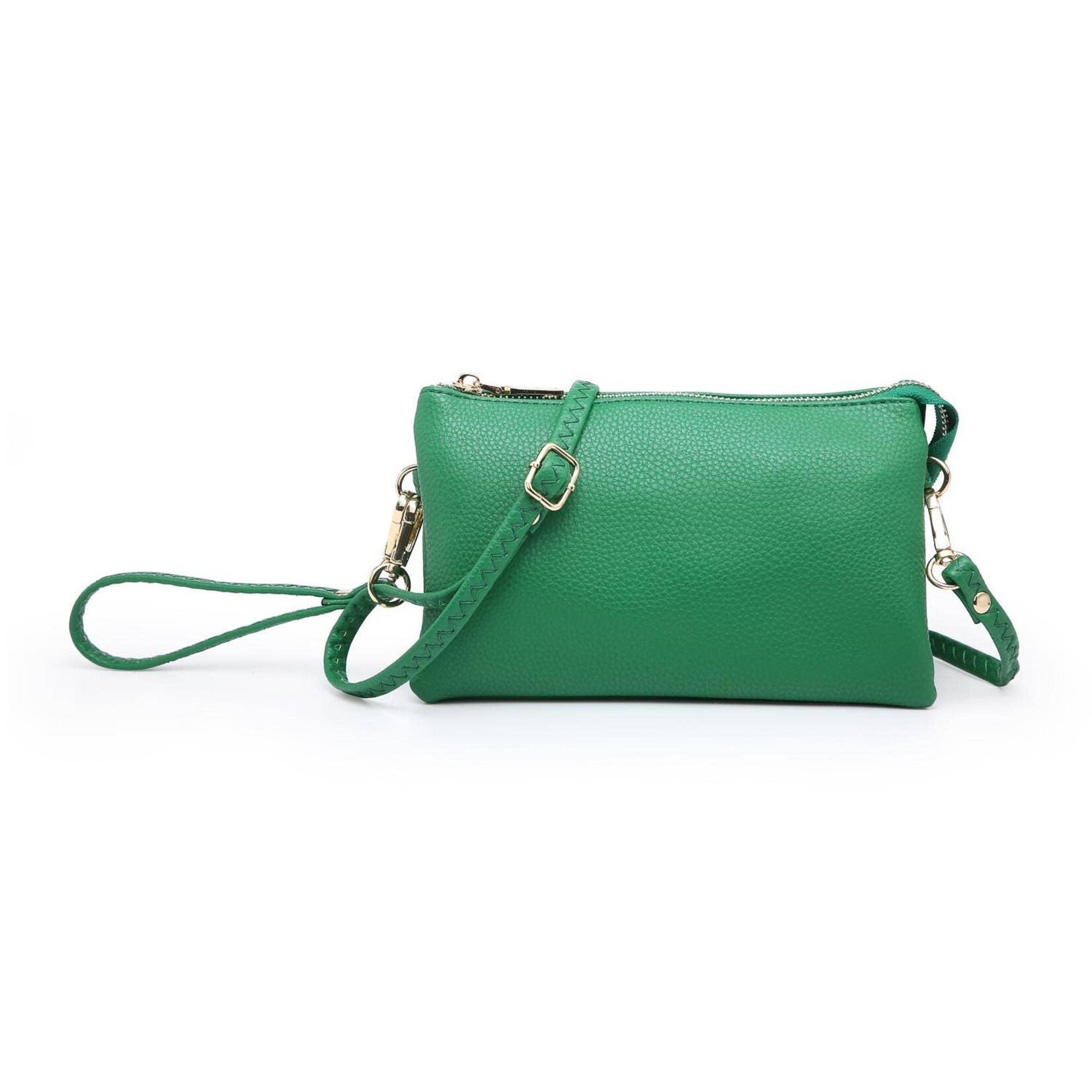 Jen & Co Riley Vegan Leather Double-Sided Wristlet/Crossbody - Emerald (EMRLD)