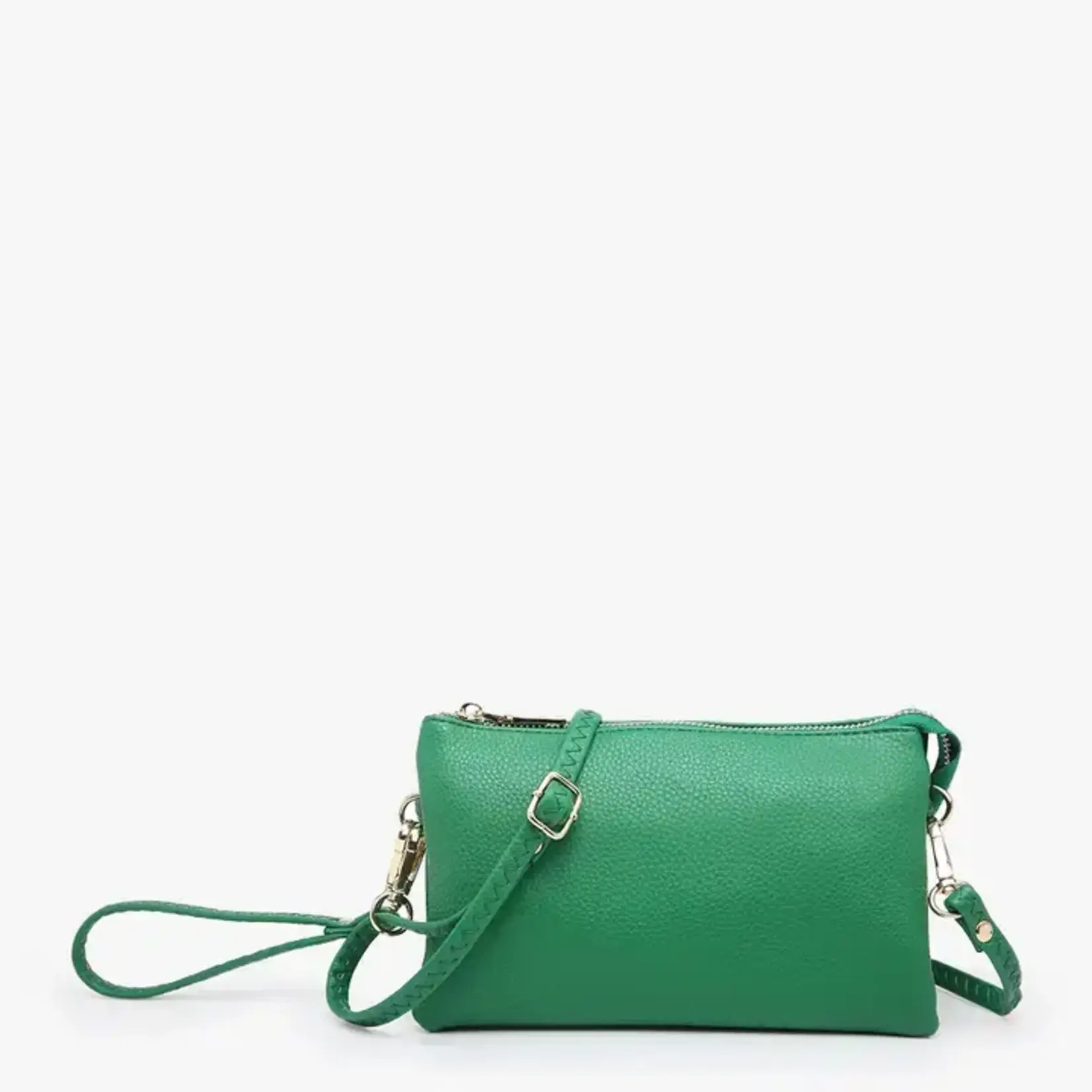Jen & Co Riley Vegan Leather Double-Sided Wristlet/Crossbody - Emerald (EMRLD)
