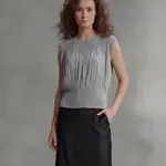 Ellyndale Pleating Sleeveless Chiffon Flow Top in Grey OS